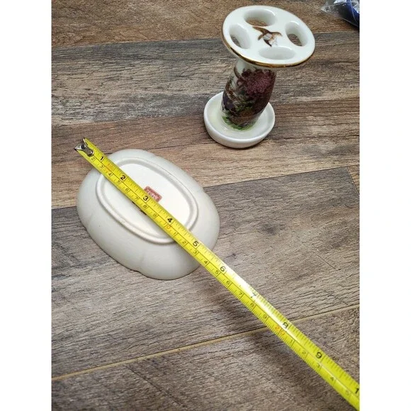 Shibata Japan 2 Piece Bathroom Set: Soap Dish, Toothbrush Holder To Cotton Core - Picture 10 of 10